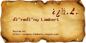 Örmény Lambert névjegykártya